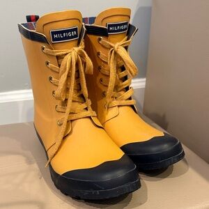 Hilfiger Yellow Lace Up Rain Boots